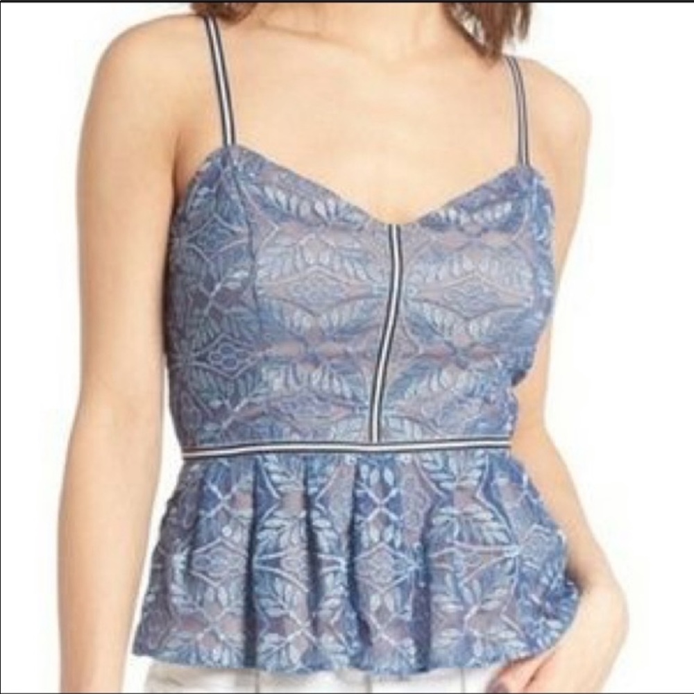 NWT Blue and nude lace overlay Cami top XS